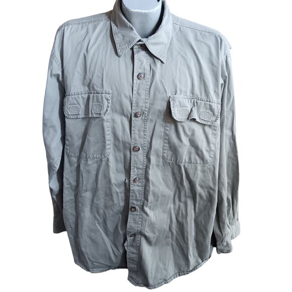 Vintage Men's Shirt XL Duluth Trading Co Grey Button-Up Distressed Y2K Hunting - Picture 2 of 6